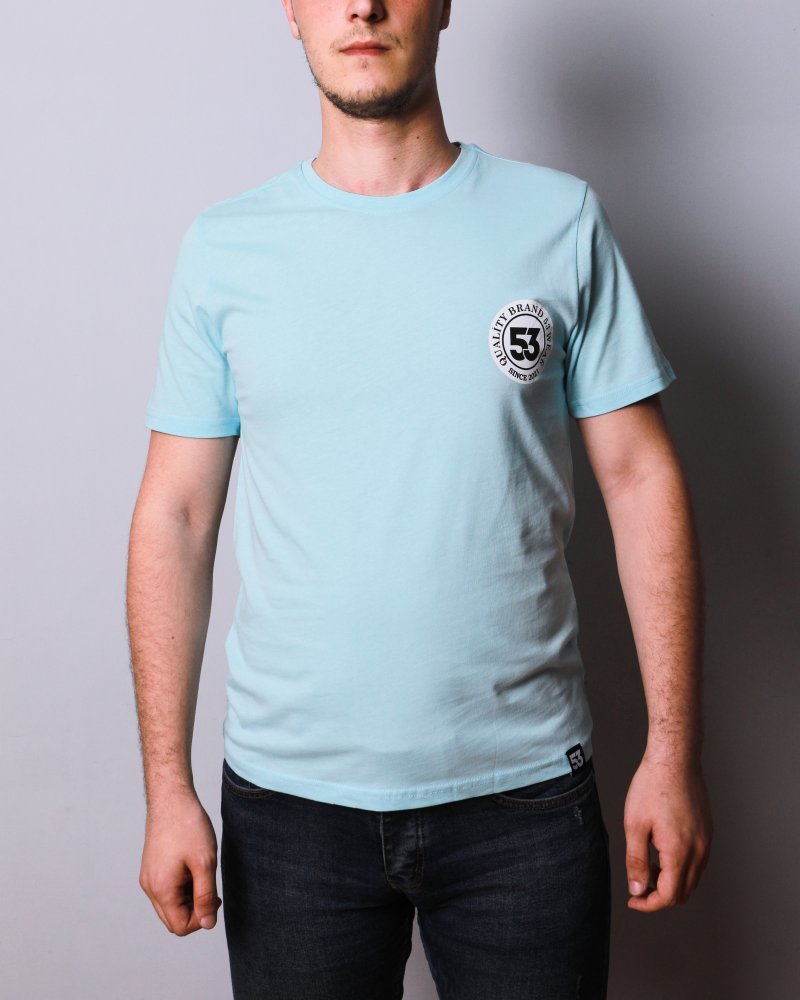 53 Logo Baskılı Bisiklet Yaka Açık Yeşil T-Shirt Unisex