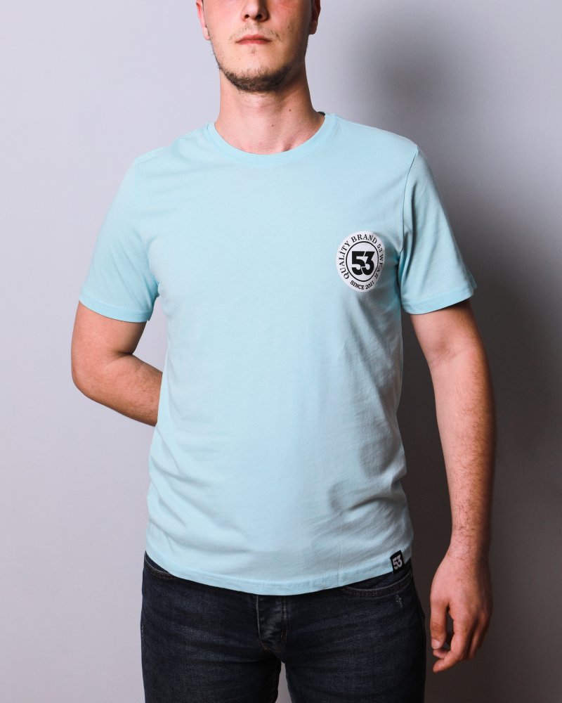 53 Logo Baskılı Bisiklet Yaka Açık Yeşil T-Shirt Unisex