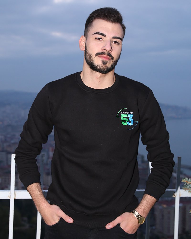 City Rize Küçük Logolu Siyah Unisex Sweatshirt