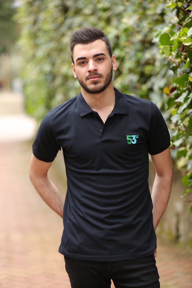 53 Markalı Polo Yaka Lacivert T-Shirt Unisex