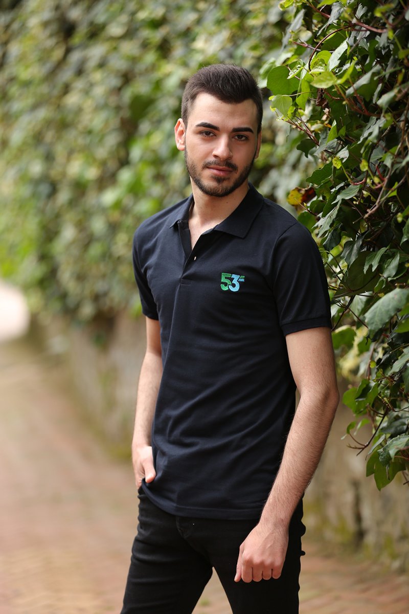 53 Markalı Polo Yaka Lacivert T-Shirt Unisex