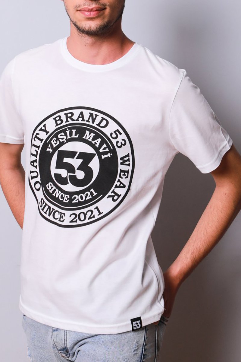 Since 2021 Baskılı Bisiklet Yaka Beyaz T-Shirt Unisex