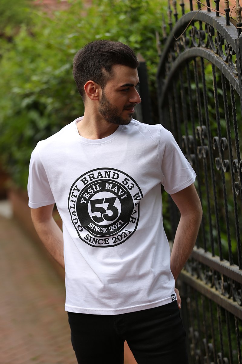 Since 2021 Baskılı Bisiklet Yaka Beyaz T-Shirt Unisex