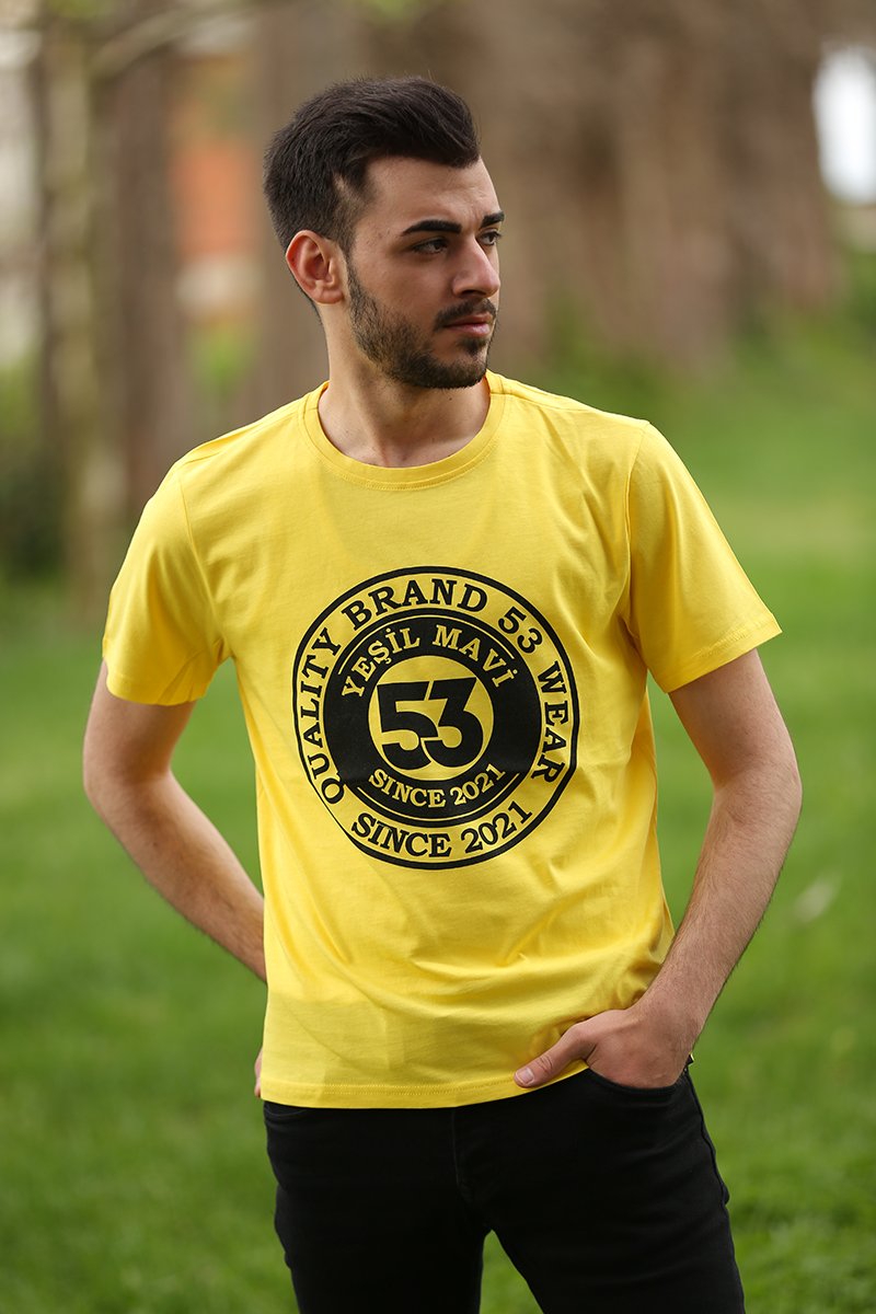 Since 2021 Baskılı Bisiklet Yaka Sarı T-Shirt Unisex