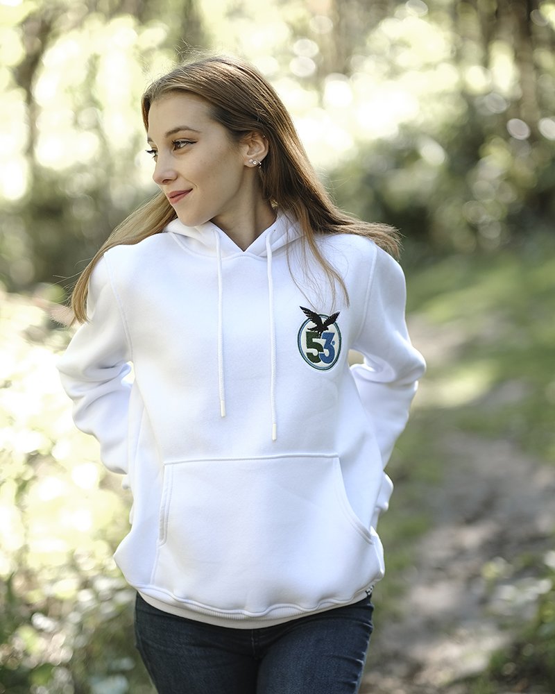 53 Atmaca Armalı Kapüşonlu Beyaz Sweatshirt