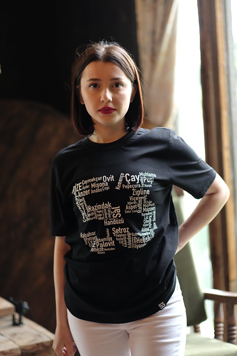 Hohol Bisiklet Yaka Siyah Unisex T-Shirt