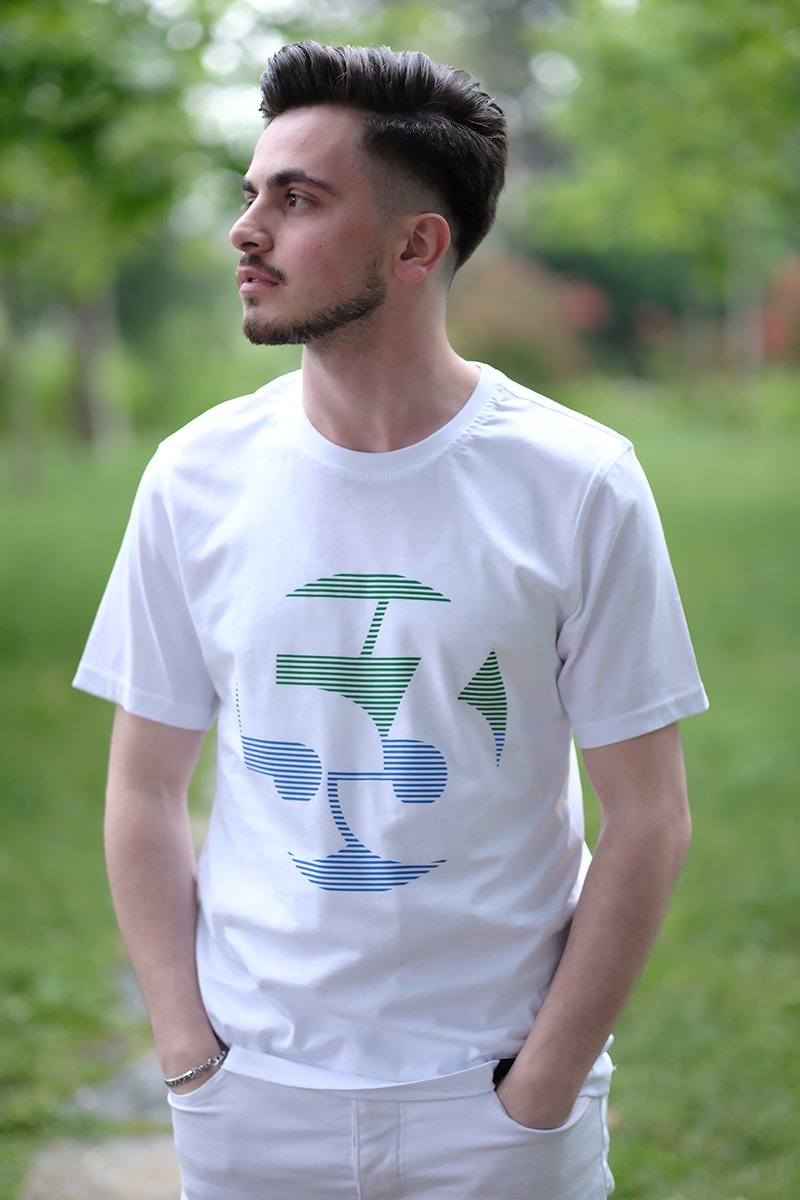 Aspet Bisiklet Yaka Beyaz Unisex T-Shirt